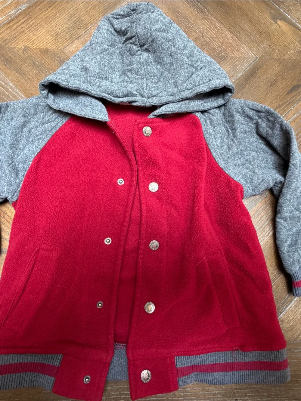 Kids Headquarters Red & Gray Hooded Jacket – Size 5